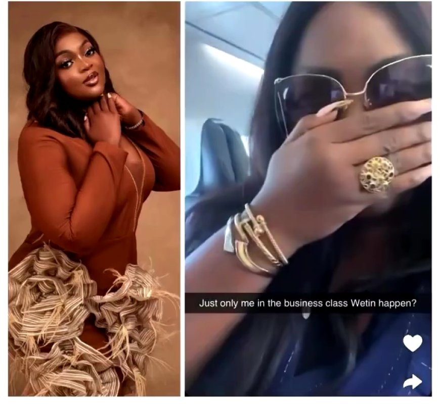 Eniola Badmus Shocked as She's the only Passenger in Business Class