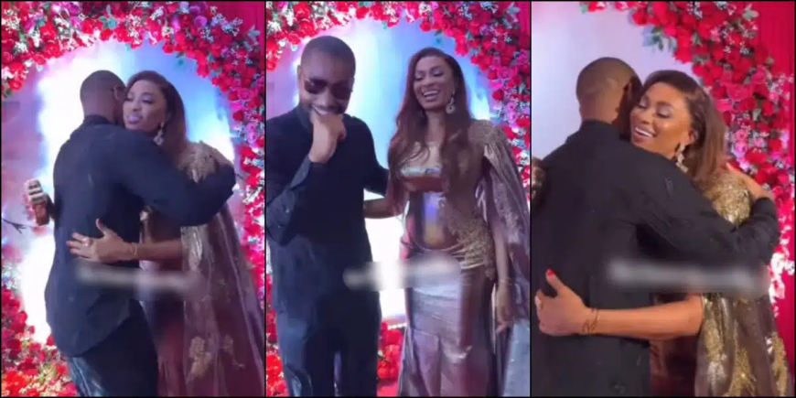 Reactions trail moment Alex Ekubo hugs May Edochie five times