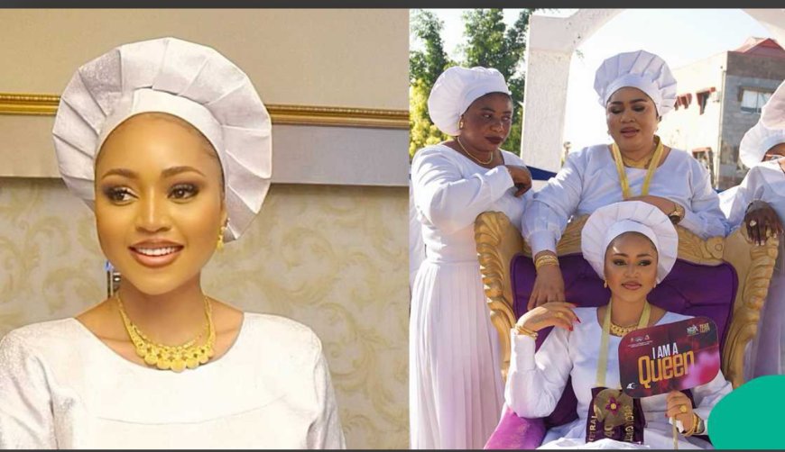 Regina Daniels Shares Stunning Photos from White Garment Church Visit with Her Mother